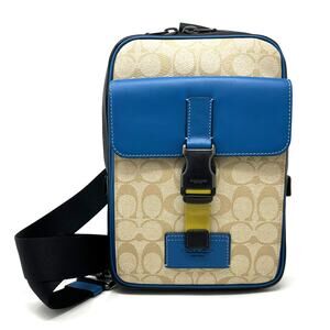 Coach Track Pack In Colorblock Signature Canvas Light Khaki Blue Jay Multi CH117